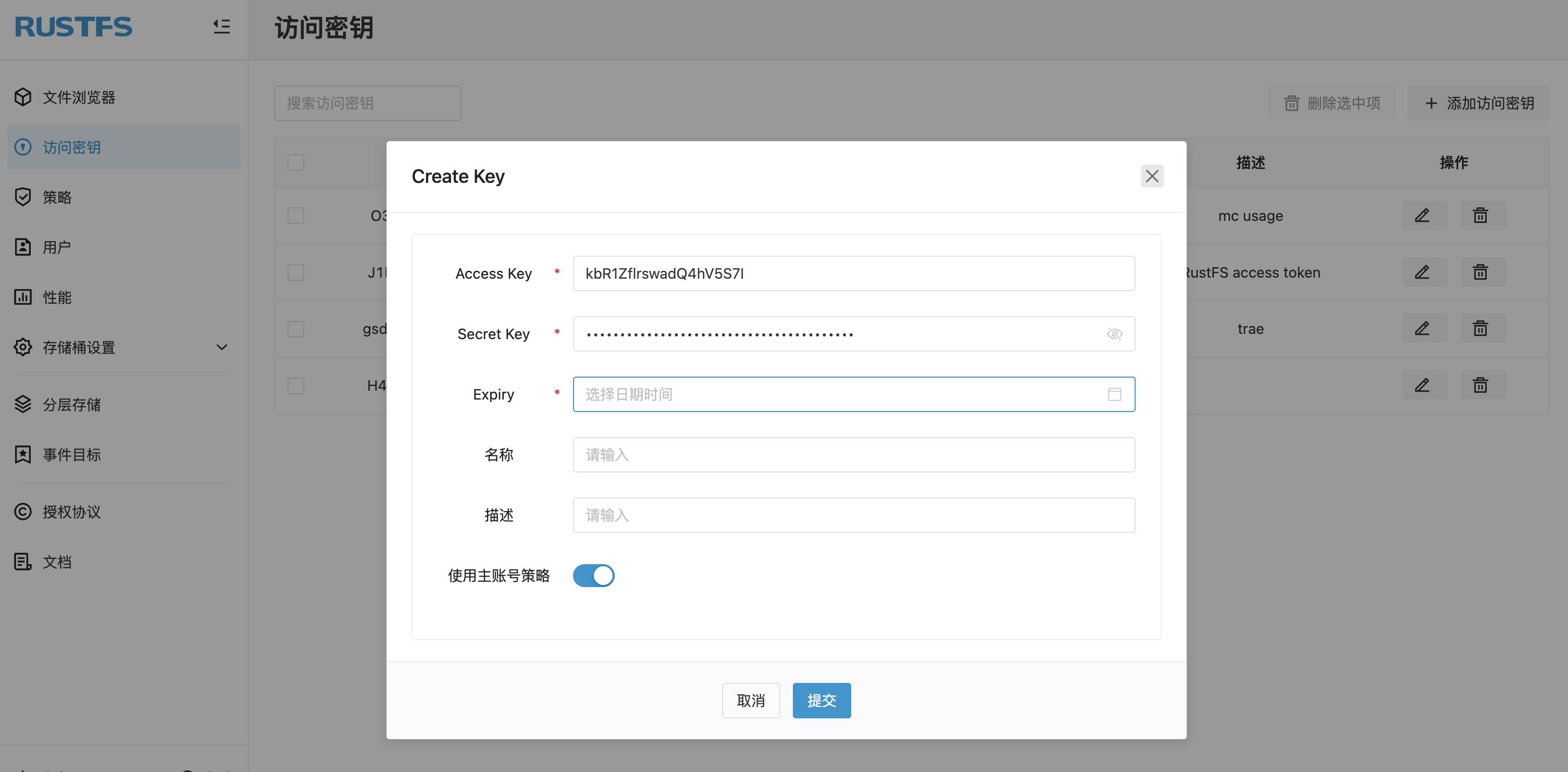 access key creation